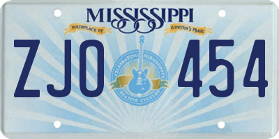 MS license plate ZJO454
