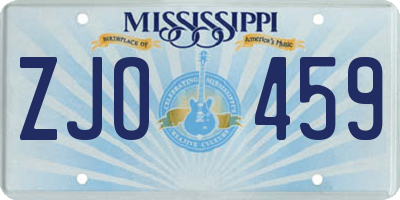 MS license plate ZJO459