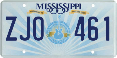 MS license plate ZJO461