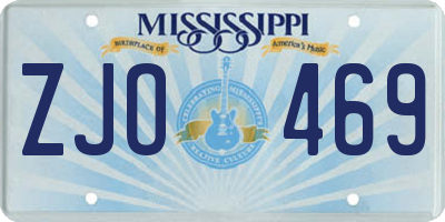 MS license plate ZJO469