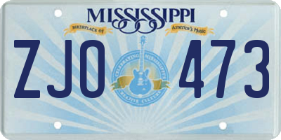 MS license plate ZJO473