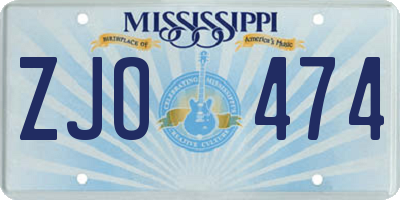 MS license plate ZJO474