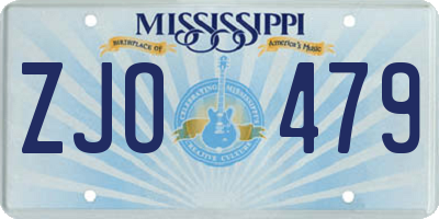 MS license plate ZJO479
