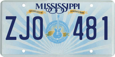 MS license plate ZJO481