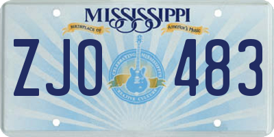 MS license plate ZJO483