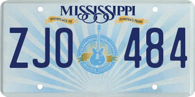 MS license plate ZJO484