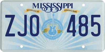 MS license plate ZJO485