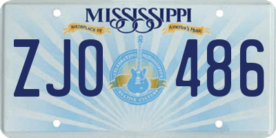 MS license plate ZJO486