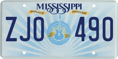MS license plate ZJO490