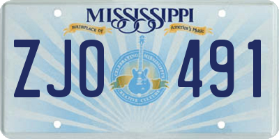 MS license plate ZJO491