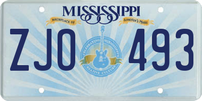 MS license plate ZJO493