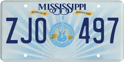 MS license plate ZJO497