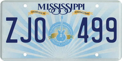 MS license plate ZJO499