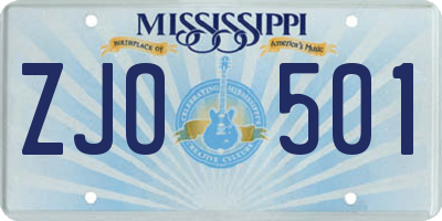 MS license plate ZJO501