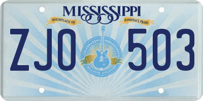 MS license plate ZJO503