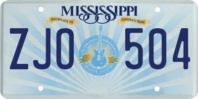 MS license plate ZJO504