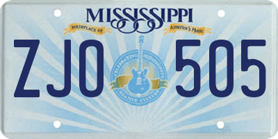 MS license plate ZJO505