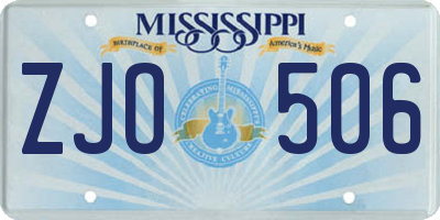 MS license plate ZJO506