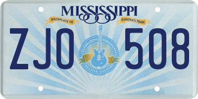 MS license plate ZJO508