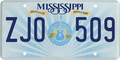 MS license plate ZJO509