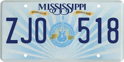 MS license plate ZJO518