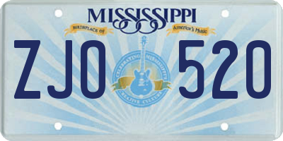 MS license plate ZJO520