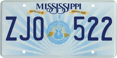 MS license plate ZJO522