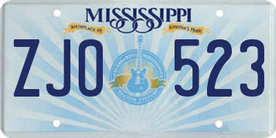 MS license plate ZJO523