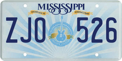 MS license plate ZJO526