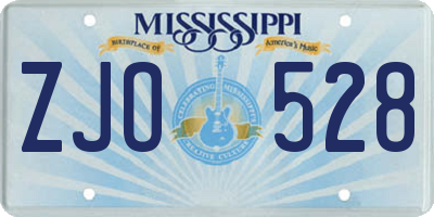 MS license plate ZJO528