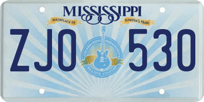 MS license plate ZJO530