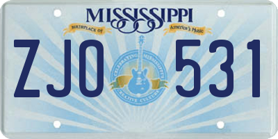 MS license plate ZJO531