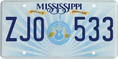 MS license plate ZJO533