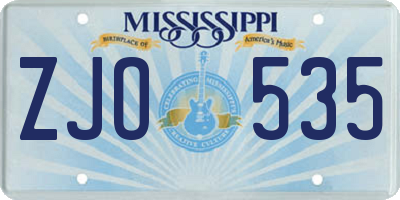 MS license plate ZJO535