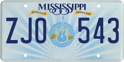MS license plate ZJO543