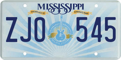 MS license plate ZJO545