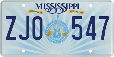 MS license plate ZJO547