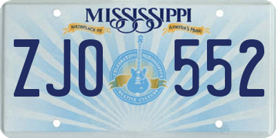 MS license plate ZJO552