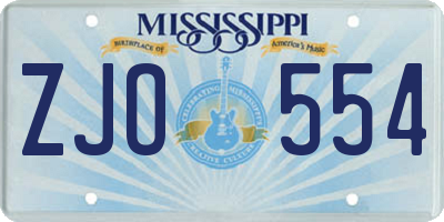 MS license plate ZJO554