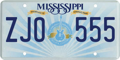 MS license plate ZJO555