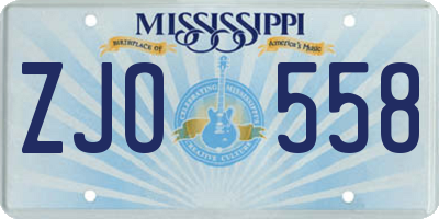 MS license plate ZJO558