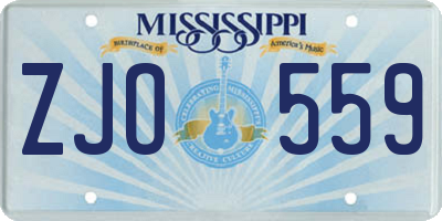 MS license plate ZJO559