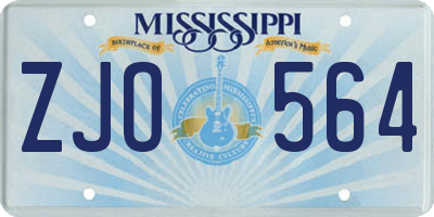 MS license plate ZJO564