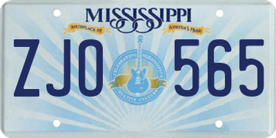 MS license plate ZJO565
