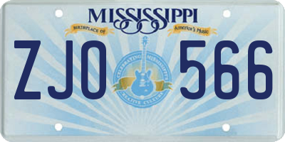 MS license plate ZJO566