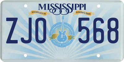 MS license plate ZJO568