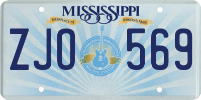 MS license plate ZJO569