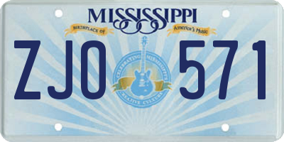 MS license plate ZJO571
