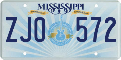 MS license plate ZJO572