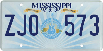 MS license plate ZJO573